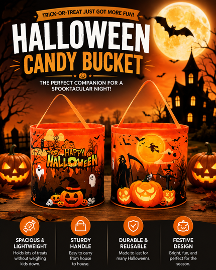 Halloween Candy Bucket reusable trick-or-treat bag